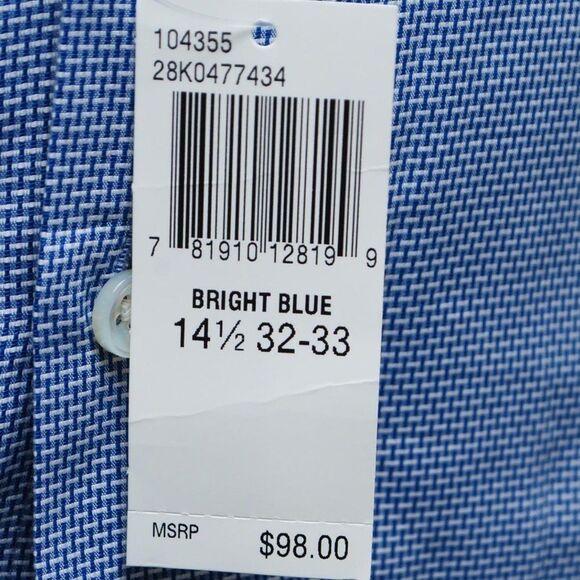 NWT Michael Kors Blue Geometric Print Cotton Button Down Dress Shirt Size 14.5 - Picture 5 of 7